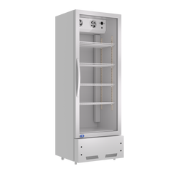Commercial Display Refrigerator, Upright Swing Glass Door Merchandiser Fridge with LED Lightning, Reach-in Beverage Cooler for Shop Restaurant, ETL Approved, 10.9 Cu. Ft, SILVER