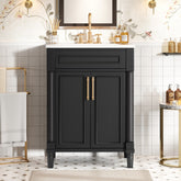 24" Bathroom Vanity with Integrated Ceramic Sink, Bathroom Cabinet with 2 Doors, Single Sink Bathroom Vanity for Small and Medium Restroom