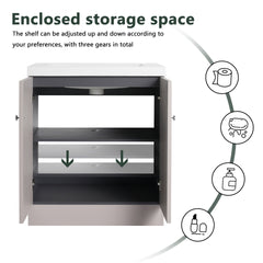 30" Freestanding Bathroom Vanity & 2 Soft-Close Cabinet Doors (KD-Packing)-Excluding Sink
