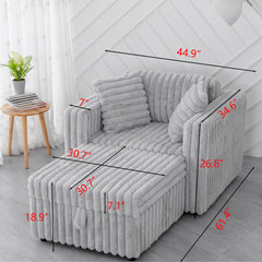 44.9"Soft Modular Sofa Single - Very Comfortable & Stylish. Matches 30.7" Ottoman with Hydraulic Lift. Ideal for Bedroom & Living Room, Light gray
