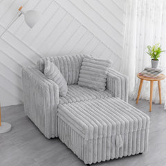 44.9"Soft Modular Sofa Single - Very Comfortable & Stylish. Matches 30.7" Ottoman with Hydraulic Lift. Ideal for Bedroom & Living Room, Light gray