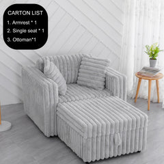 44.9"Soft Modular Sofa Single - Very Comfortable & Stylish. Matches 30.7" Ottoman with Hydraulic Lift. Ideal for Bedroom & Living Room, Light gray