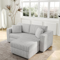 75.6"Soft Modular 2-person Sofa with Hydraulic Lift. Highly Comfortable & Stylish. Matches 30.7" Ottoman. Ideal for Bedroom & Living Room. Light gray