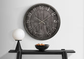 Clocks, 30" Round, Large Oversized, Wall Clock, Brown, Transitional