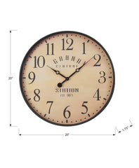 Clocks, 20" Round, Wall Clock, Antique Brown, Transitional