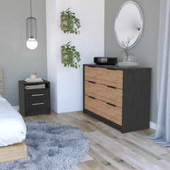 2-Piece Bedroom Set, Nightstand and Dresser, Wenge and Light Oak
