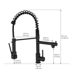 Kitchen Sink Faucet with Soap Dispenser, Kitchen Faucet with Pull Down Sprayer 2 Modes 304 Stainless Steel Single Handle Single Hole Pull down Black Faucet