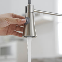 Commercial Brushed Nickel Kitchen Faucet with Pull out Sprayer, Single Handle Single Lever Kitchen Sink Faucet