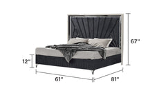Lavita Modern & Contemporary Style 5 Pc Queen Upholstered Bedroom Set Made with Wood and Gold Accents in River Sand Grey (NJ Inventory)