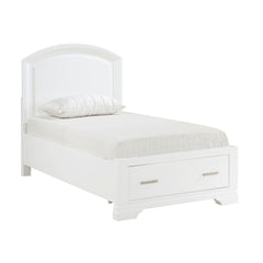 Modern White Finish Twin Platform Bed with Footboard Storage Transitional Bedroom Furniture 1pc