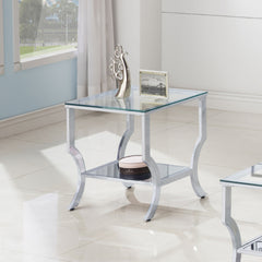 Porch & Den Chrome Glass Square Top End Table