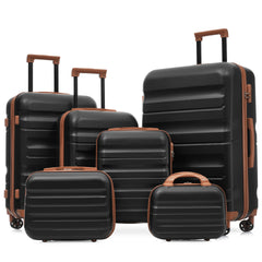 6-Piece ABS Hardshell Luggage Set - Lightweight & Durable Suitcases with Dual Spinner Wheels, Carry-On & Check-In Sizes for Travel & Business
