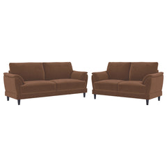 Dania Rust 2-piece Upholstered Crescent Arm Sofa Set