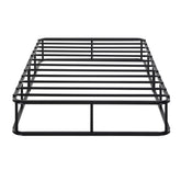Twin Mattress Foundation 1pc Black Metal Frame with Textured Fabric Cover