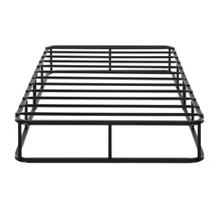 Twin Mattress Foundation 1pc Black Metal Frame with Textured Fabric Cover