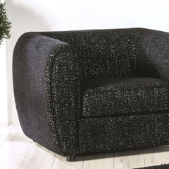 Contemporary Style Low Back Chair Black Box Seat Cushion Wooden Legs High Density Foam Welt Trim Tuxedo Inspired Design Black