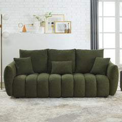 MH 79.5" Premium Teddy fabric Sofa with 3 Back Pillows and 3 back Cushions Solid Wood Frame 3-Seater Sofa, Oversized Upholstered Chair for Living Room, Bedroom, Apartment and Office