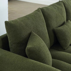 MH 79.5" Premium Teddy fabric Sofa with 3 Back Pillows and 3 back Cushions Solid Wood Frame 3-Seater Sofa, Oversized Upholstered Chair for Living Room, Bedroom, Apartment and Office