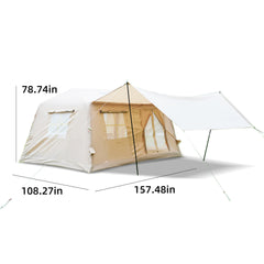 11 m ² Inflatable Tents for Camping, Blow Up Tent with Hand Pump, Easy Setup InflatableTent 4 Season Tent with Canopy , Waterproof Oxford Air Glamping Tents for Camping Adult 4/6/8 Person