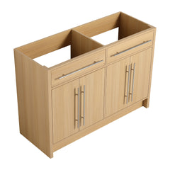 48" Freestanding Bathroom Vanity, 4-Soft Closing Door, Original Oak, Plywood, KD-PACKING, (Only Vanity, Excluding Sink)
