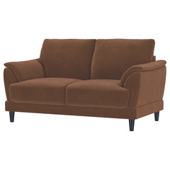 Dania Rust Upholstered Crescent Arm Loveseat