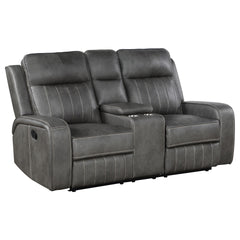 Forrest Grey Motion Reclining Loveseat with Console