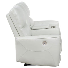Denson Dove Grey Upholstered Power Reclining Loveseat