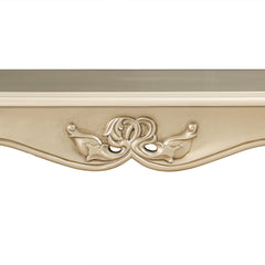 Traditional Style Coffee Table Curved Legs With Carved Design Solid Wood Structure Champagne Finish