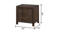 KENZO Modern Style Full 4PC Storage Bedroom Set Made with Wood, LED Headboard, Bluetooth Speakers & USB Ports - Walnut(NJ INVENTORY)