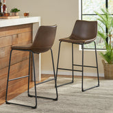 Set of 2 30" Cedric Faux Leather Barstool Vintage Brown