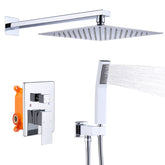Shower System Shower Faucet Combo Set Wall Mounted with 10" Rainfall Shower Head and handheld shower faucet, Chrome Finish with Brass Valve Rough-In
