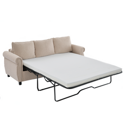 81.5" 2-in-1 Queen Convertible Sleeper Sofa Bed, Pull Out Couch Bed,3 seater sofa bed,with 3.35" Memory Foam Mattress ,Rivet handrail,Living Room, Apartment, Beige