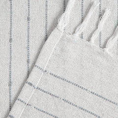 50x60" White Decorative Throw Blanket with Tassels and Horizontal Stripes, 2 Pack