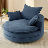 360° Swivel Sofa Chair Accent Barrel Chair 57.5" Swivel Round Chair with Dual-layer Cushion Design and 3 Removable Pillows for Living Room, Bedroom, Office and Hotel, Blue