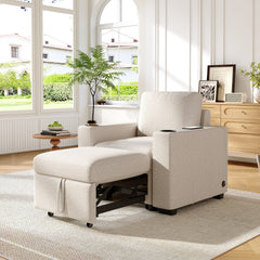 35.4" Modern Sofa Pull-out Sofa Bed Sofa Couch Single Sofa Chair for Living Room, Beige