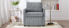 Upholstered Convertible Sleeper Sofa, 31.5" Pull Out Sofa Bed with 5-Position Adjustable Backrest, Side Pockets and a Storage Basket, Fold Out Chair Bed, Lounger For Living Room, Apartment, Grey