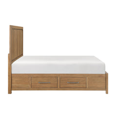 Light Brown Finish King Size Platform Bed with 4x Storage Drawers on Side Rails 1pc Modern Bedroom Furniture