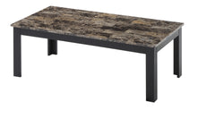 3pc Set Traditional Style Rectangular Coffee Table Square Shape End Table Wooden Legs Faux Marble Top Wooden Furniture Brown Finish