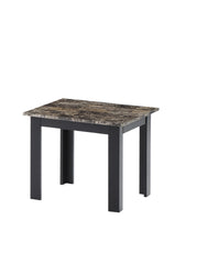 3pc Set Traditional Style Rectangular Coffee Table Square Shape End Table Wooden Legs Faux Marble Top Wooden Furniture Brown Finish