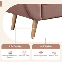 Upholstered Velvet Bench, End of Bed Bench with 2 Pillows, Upholstered Button Tufted Ottoman,Footstool with Rolled Arms, Foot Rest with Solid Wood Legs, for Entryway, Living Room ,Dining Room,Pink