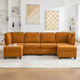 UNITED WE WIN Modular Sectional Sofa: Freely Combinable 6-Seat Convertible Sectionals with Chaise, U Shaped Oversized Sectional Couches with Storage Ottoman for Home Apartment Office