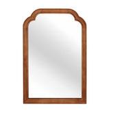 Yellowish Brown Color 24" x 36" Solid Wood Frame Rounded Corner Decorative Mirror, For Bedroom, Bathroom, Living Room, Entryway
