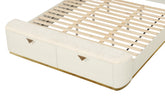 La Pierre Modern Style Queen Upholstered Bed Made with Wood, Footboard Drawers and Gold Accents in Beige (NJ INVENTORY)