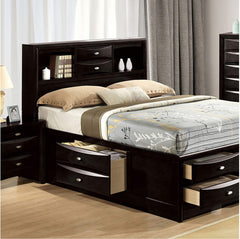 Contemporary King Size Bed W Footboard Drawers Headboard Bookcase Black Color 1pc Bed Bedroom Furniture
