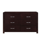 Espresso Finish 1pc Dresser of 6x Drawers Silver Tone Bar Pulls Contemporary Design Bedroom Furniture