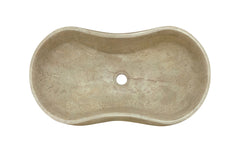 Gold Yellow Beige natural marble bathroom vessel sink, polished surface, natural stone, genuine marble, real marble, 23.6x14.2xH7.1 inches/600x360xH180 mm