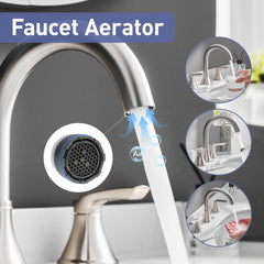 Bathroom Stainless Steel Faucets for Sink 3 Hole Brushed Nickel 8 inch Widespread Bathroom Sink Faucet Double Lever Handle Faucet Bathroom Vanity Faucet Basin Mixer Tap Faucet with Pop-Up Drain