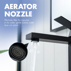 Black Bathroom Faucet With Pop Up Drain, Black Faucet for Bathroom Sink, Single Hole Bathroom Faucet Modern Single Handle Vanity Basin Faucet