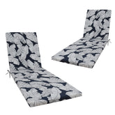2 Pcs Set Indoor/Outdoor Chaise Lounge Chair Cushion Outdoor Furniture Cushion with Ties, Patio Seat Cushion for Lawn,Pool & Beach,75" x 22.8" x 2" (Blue/Leaf)