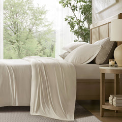 4-Piece Cal King Stretch Jersey Sheet Set, Ivory